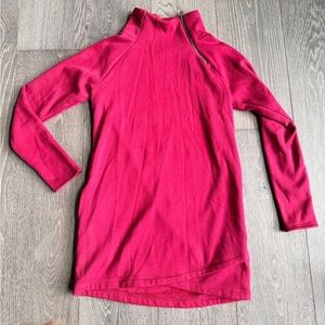 Athleta Cozy Karma Asymmetrical Fleece Lined Sweatshirt Dress in Red Size Small